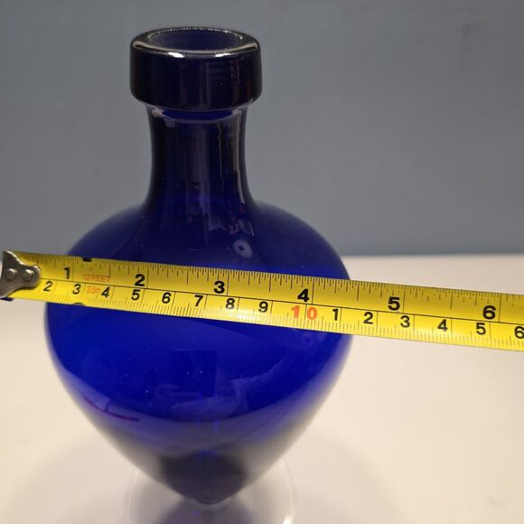 Vintage Large Cobalt Blue & Clear  Glass VASE 9.5 Inches Tall - Picture 9 of 10